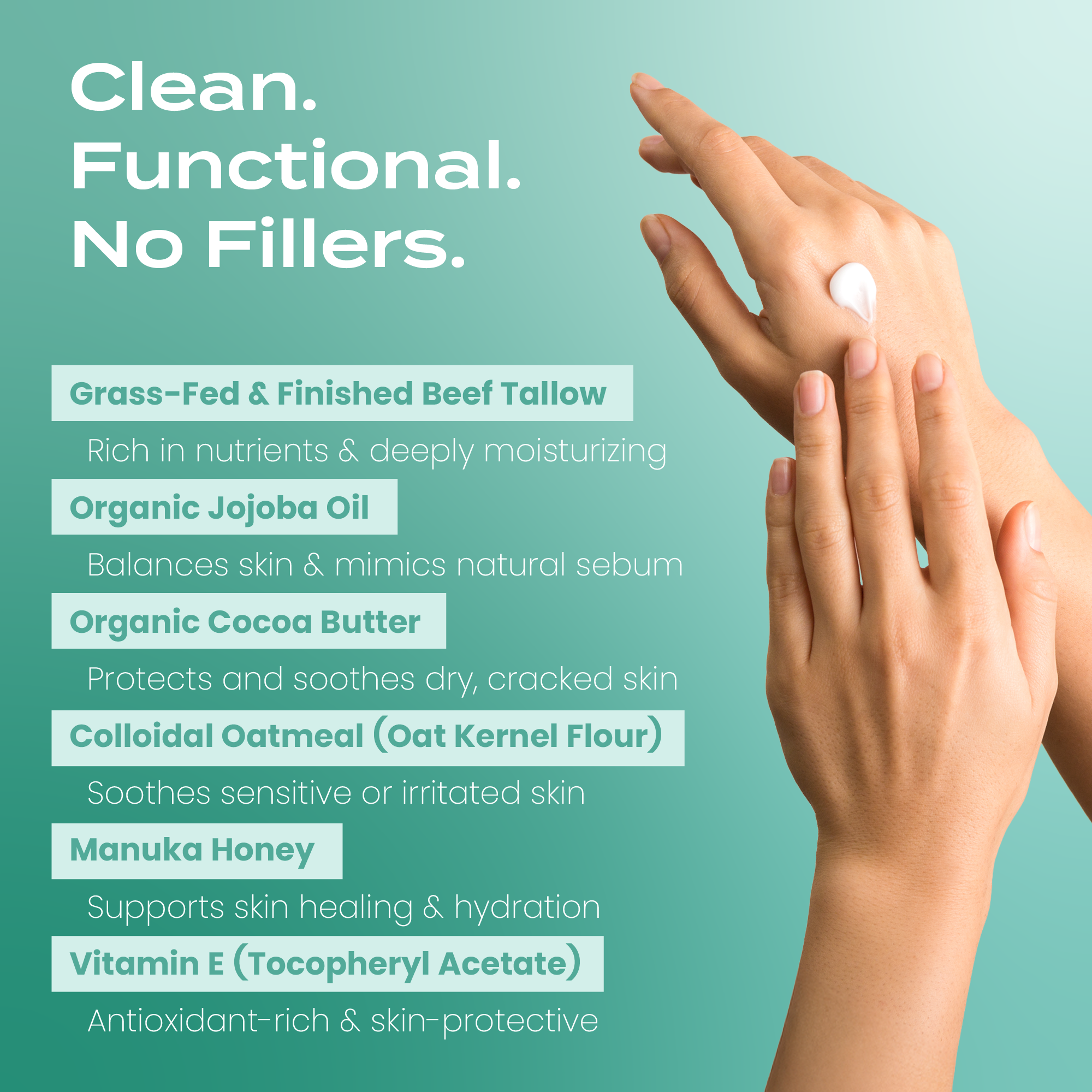Eucalyptus & Mint Tallow Balm - Grass-Fed & Manuka Honey