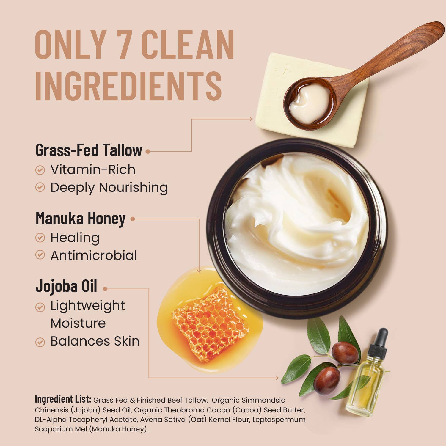 Unscented Tallow Balm - Grass-Fed & Manuka Honey Skin Repair