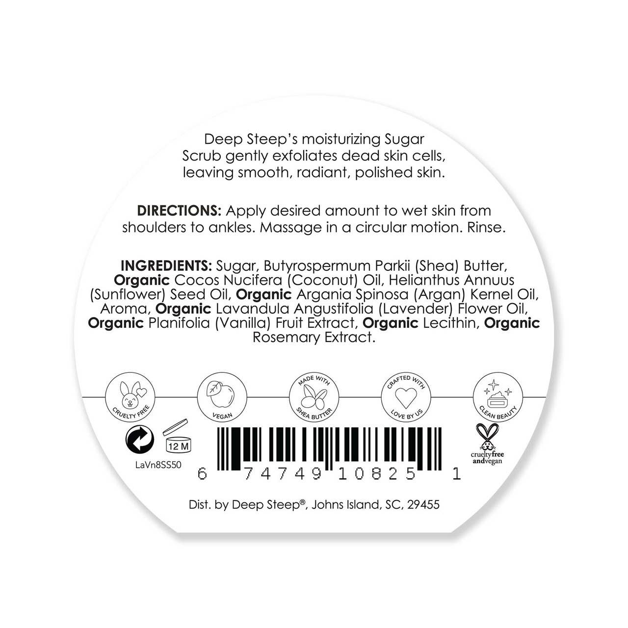 Lavender Vanilla Exfoliating & Smoothing Sugar Scrub 8oz