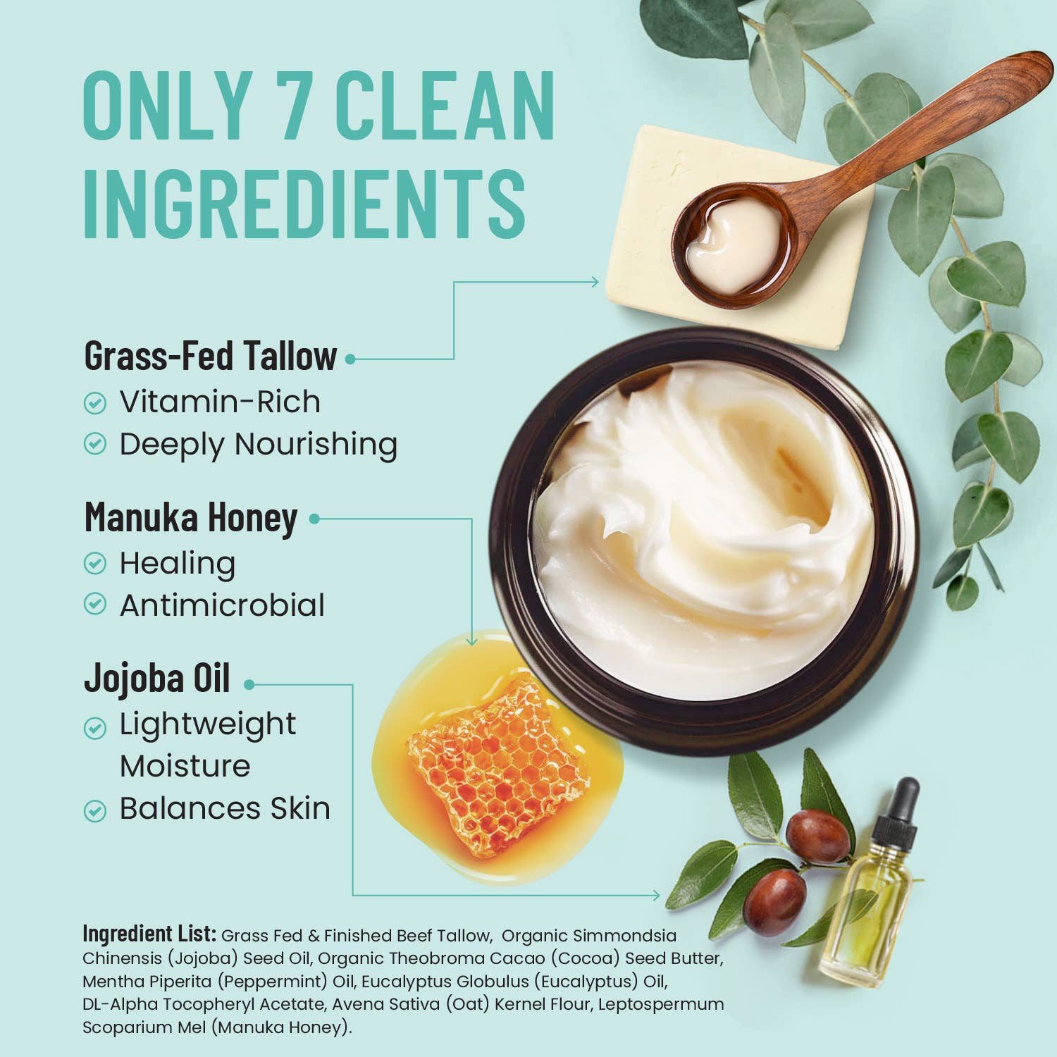 Eucalyptus & Mint Tallow Balm - Grass-Fed & Manuka Honey