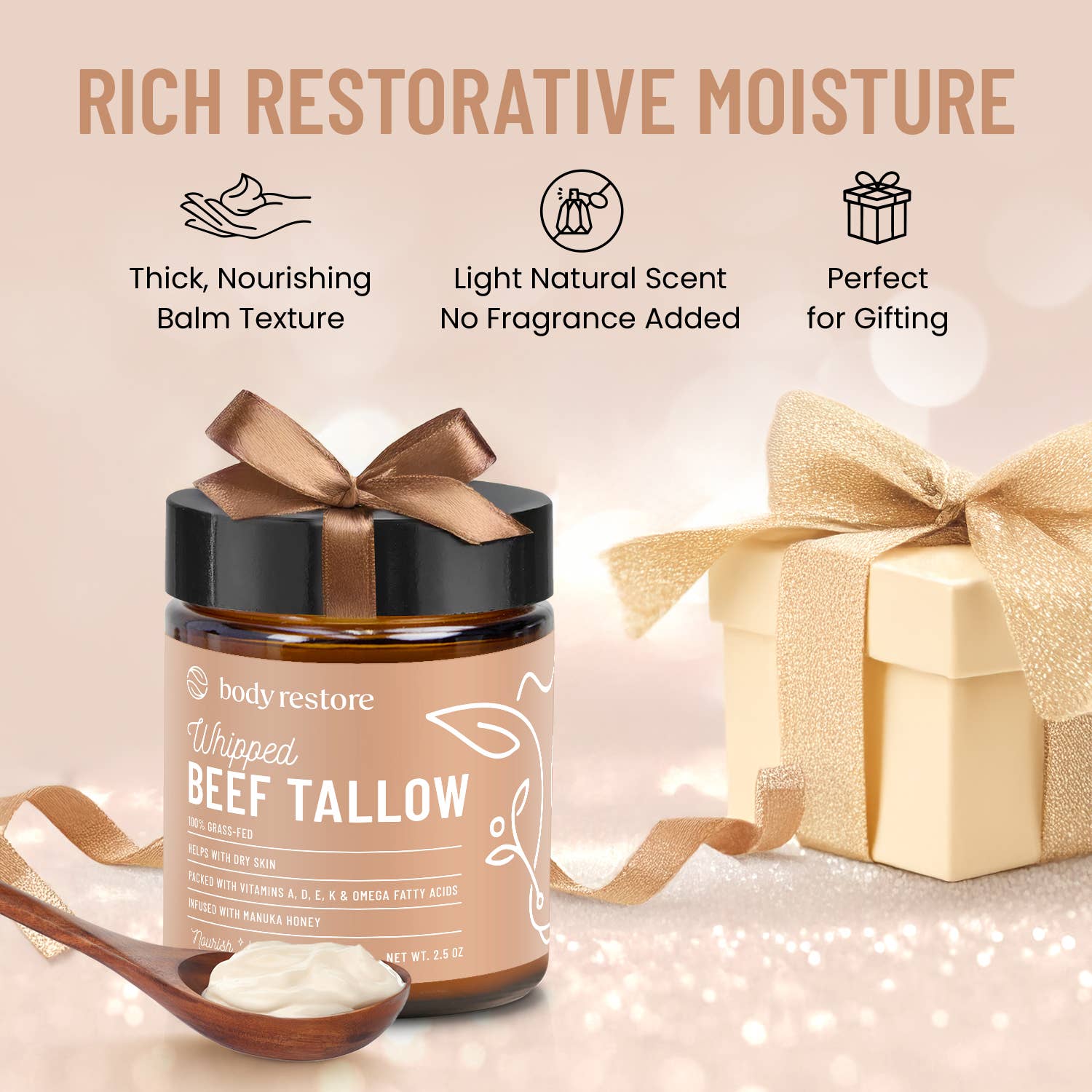 Unscented Tallow Balm - Grass-Fed & Manuka Honey Skin Repair