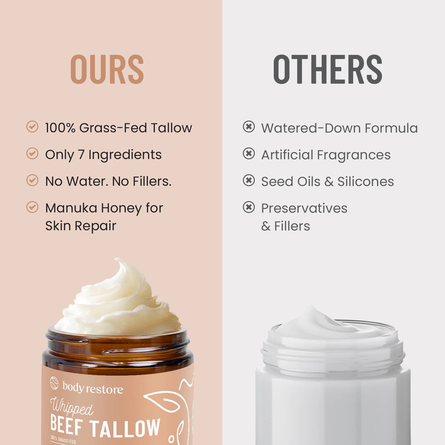 Unscented Tallow Balm - Grass-Fed & Manuka Honey Skin Repair